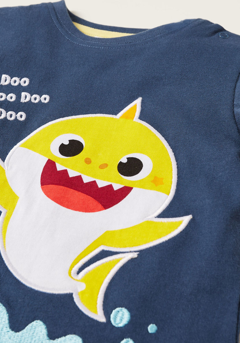 Baby Shark Print T-shirt and Shorts Set-Clothes Sets-image-3