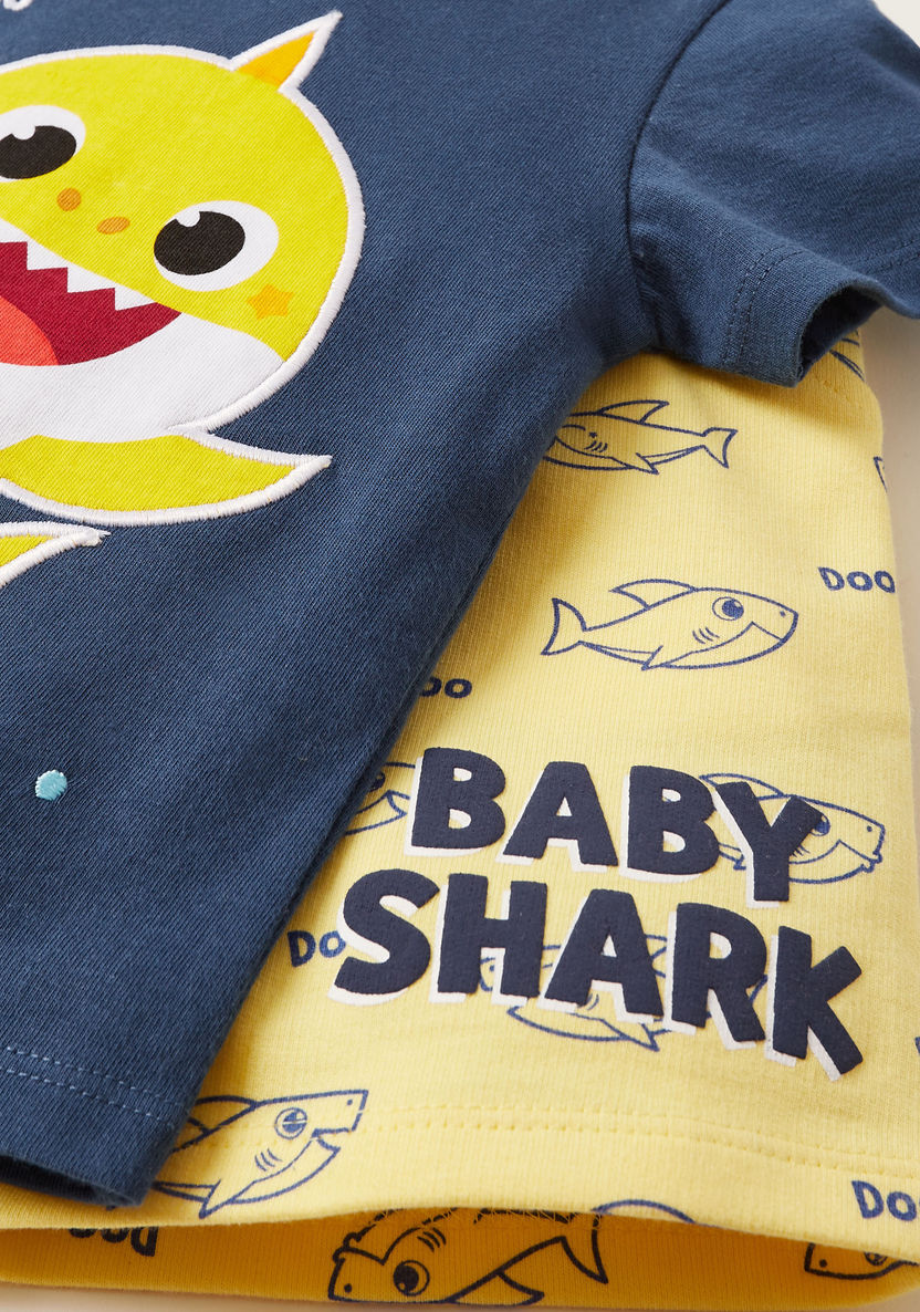 Baby Shark Print T-shirt and Shorts Set-Clothes Sets-image-5