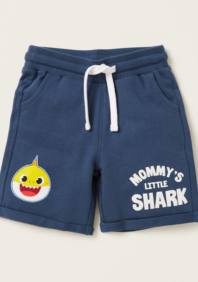 Pinkfong Baby Shark Print T-shirt and Shorts Set-Clothes Sets-image-1