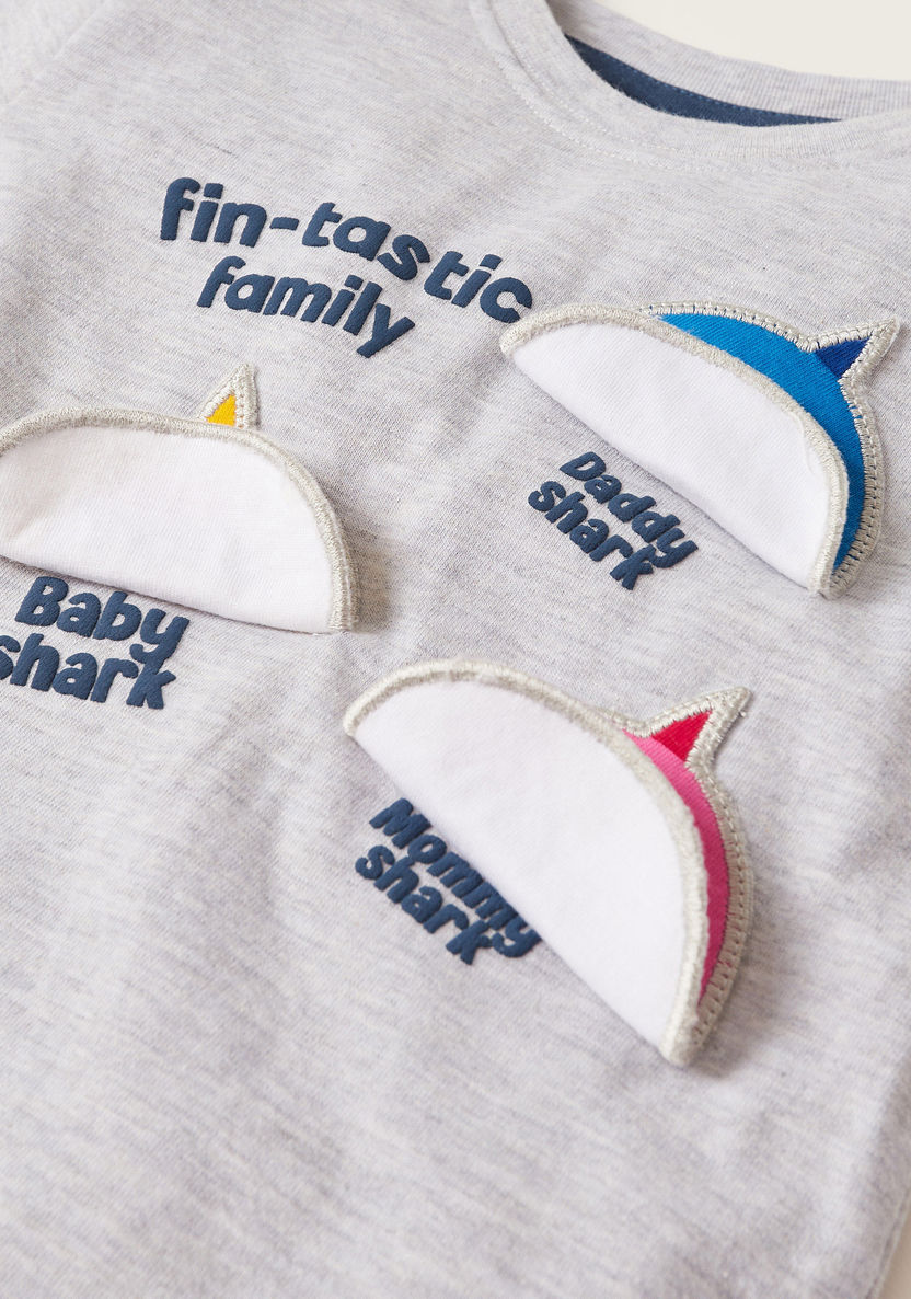 Pinkfong Baby Shark Print T-shirt and Shorts Set-Clothes Sets-image-3