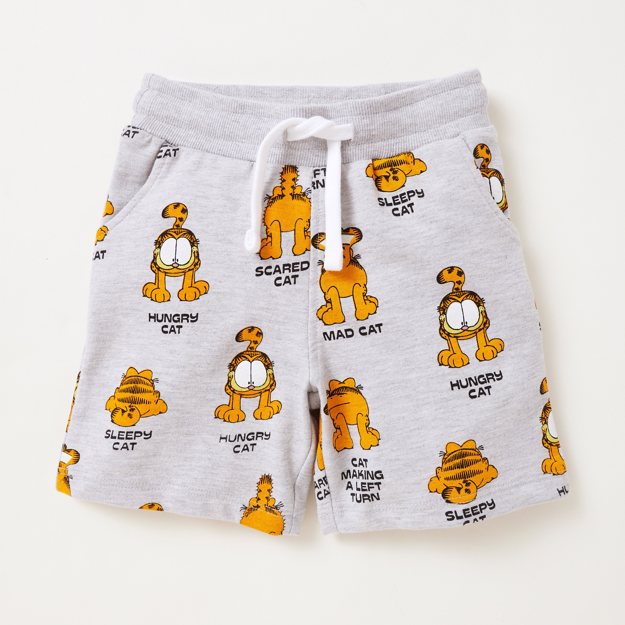 Garfield Graphic Print T-shirt with Pocket Detail Shorts-baby-boys-clothing-setsandcoords-image-3