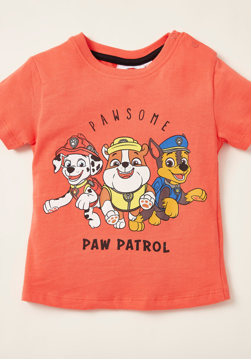 Paw Patrol Printed Round Neck T-shirt and Shorts Set-Clothes Sets-image-1
