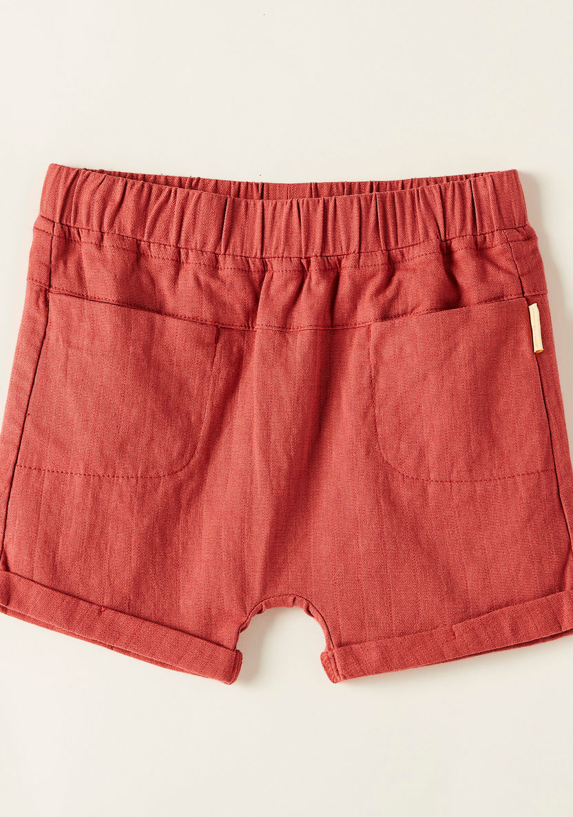 Solid Shorts with Elasticated Waistband and Pockets-Shorts-image-0