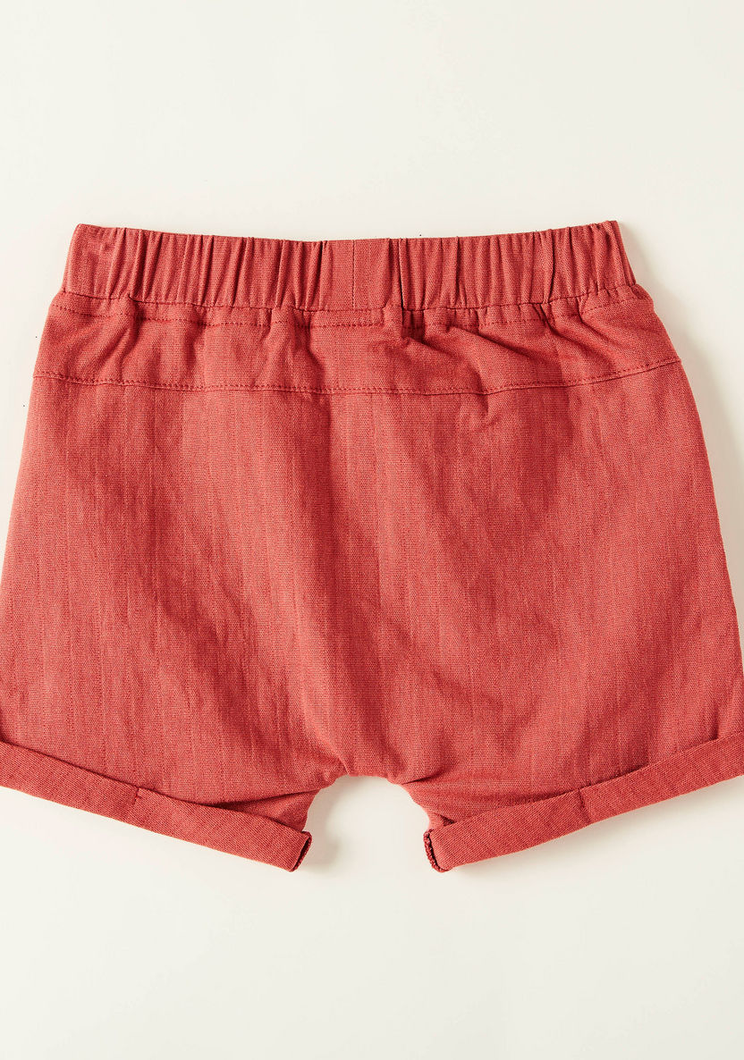 Solid Shorts with Elasticated Waistband and Pockets-Shorts-image-2
