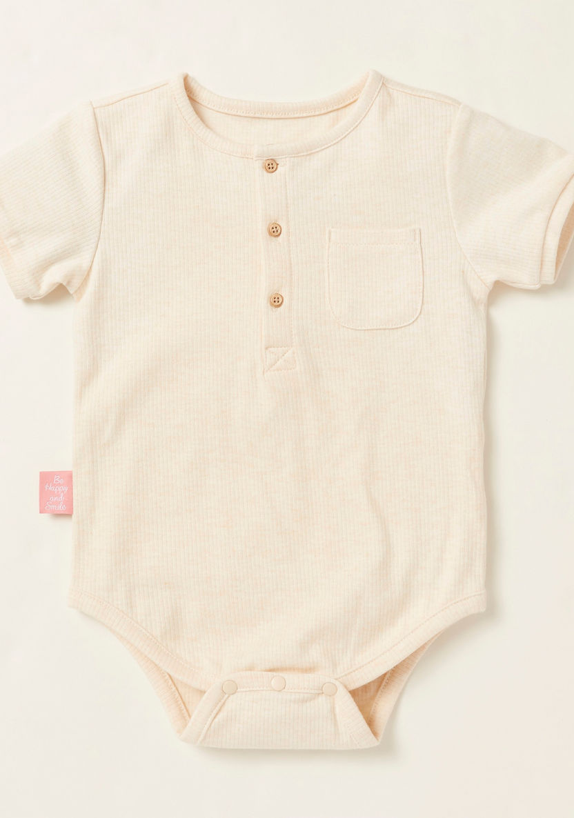 Love Earth Ribbed Bodysuit with Embroidered Detail Dungaree Set-Clothes Sets-image-1