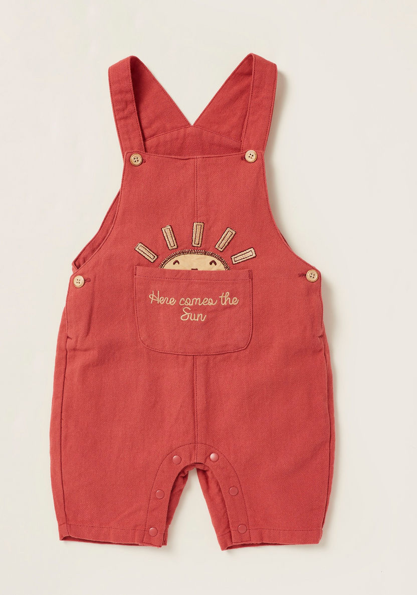 Love Earth Ribbed Bodysuit with Embroidered Detail Dungaree Set-Clothes Sets-image-2