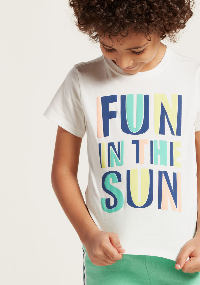 Juniors Graphic Print Round Neck T-shirt with Short Sleeves-T Shirts-image-1