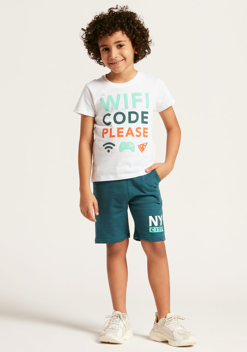 Juniors Slogan Print Crew-Neck T-shirt with Short Sleeves-T Shirts-image-0