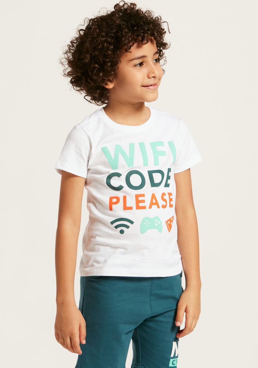 Juniors Slogan Print Crew-Neck T-shirt with Short Sleeves-T Shirts-image-1
