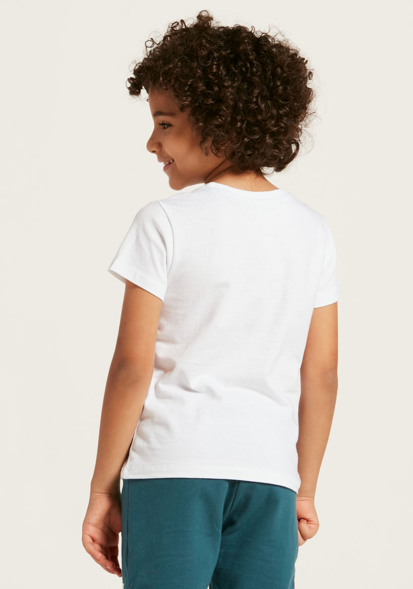 Juniors Slogan Print Crew-Neck T-shirt with Short Sleeves-T Shirts-image-3
