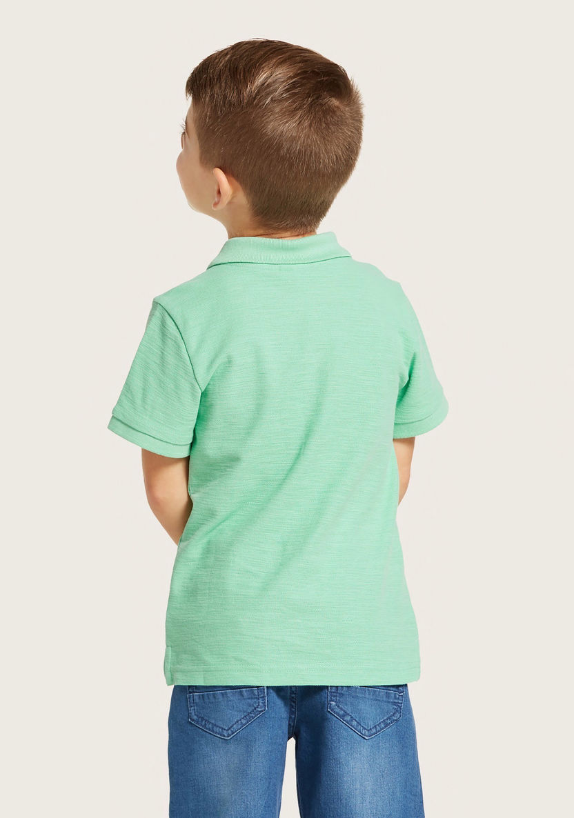 Juniors Solid Polo T-shirt with Short Sleeves and Button Closure-T Shirts-image-4