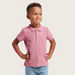 Juniors Solid Polo T-shirt with Short Sleeves and Button Closure-T Shirts-thumbnail-3