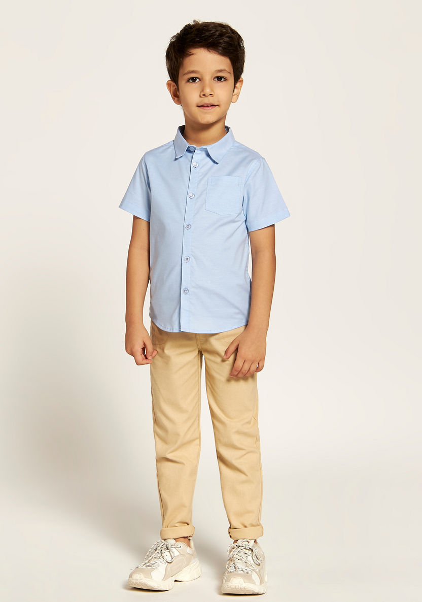 Juniors Solid Shirt with Short Sleeves and Patch Pocket-Shirts-image-0