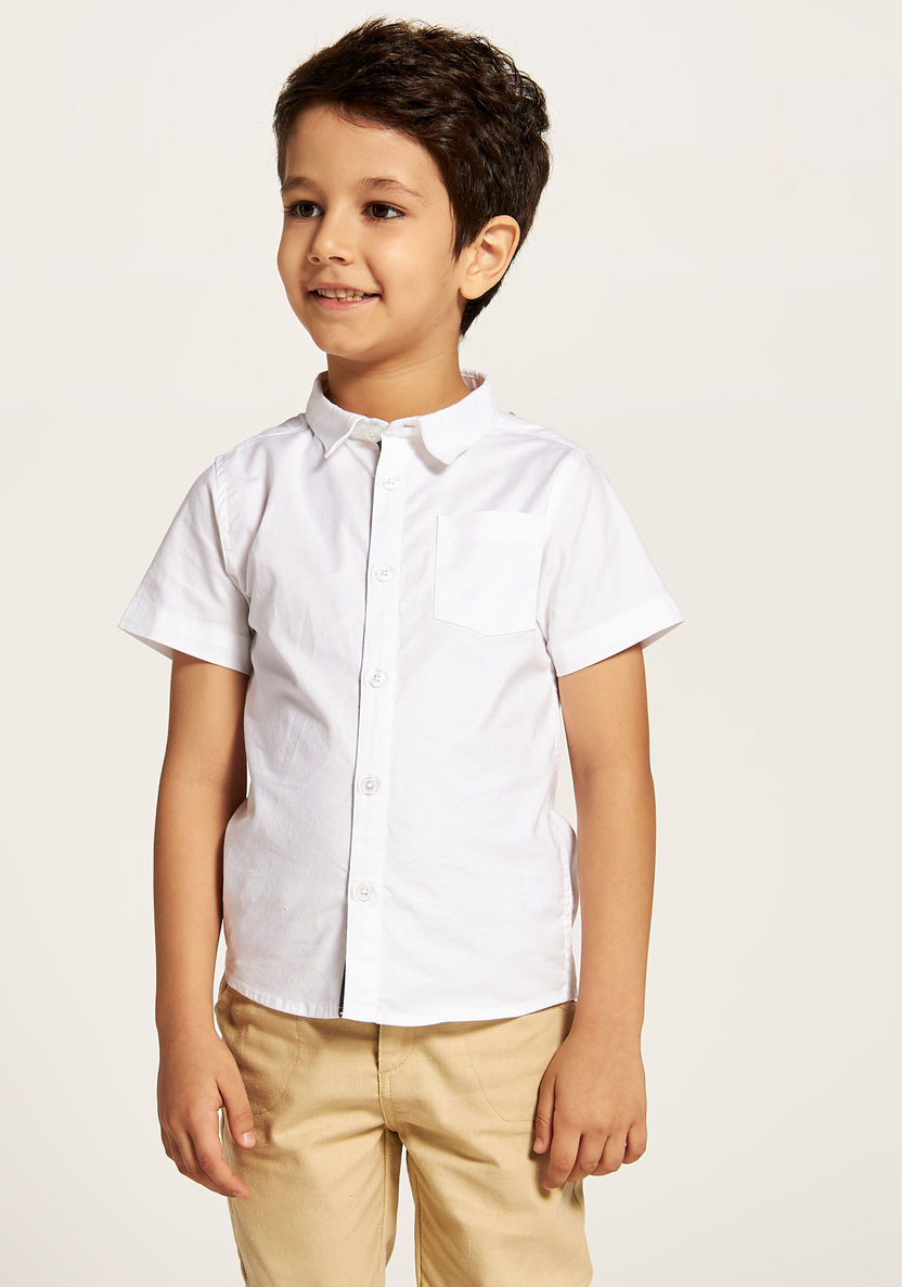 Juniors Solid Shirt with Short Sleeves and Patch Pocket-Shirts-image-1
