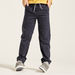 Juniors Solid Pants with Pockets and Elasticated Drawstring Waist-Pants-thumbnail-1