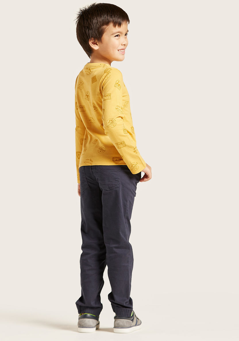 Juniors Solid Pants with Pockets and Elasticated Drawstring Waist-Pants-image-3