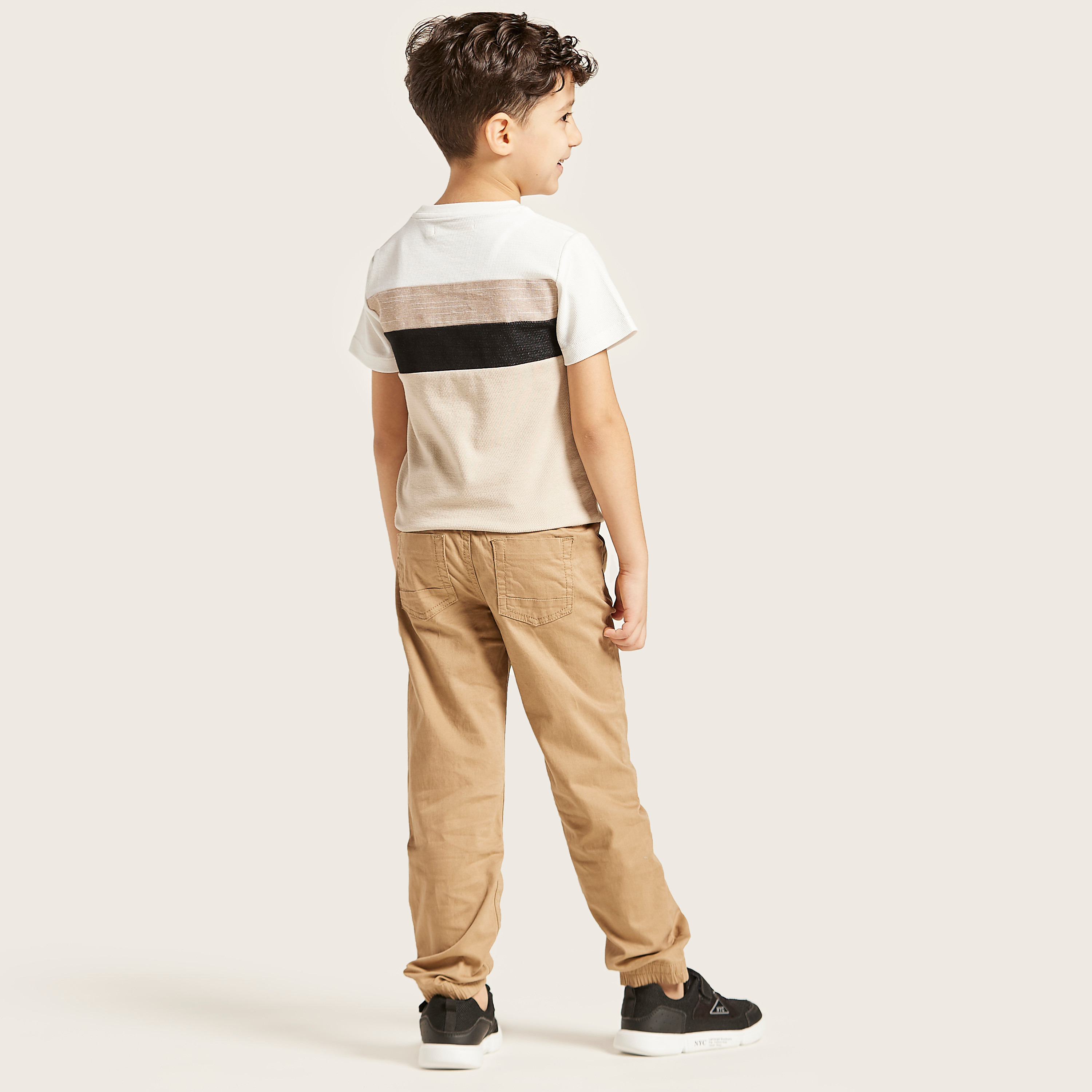 Juniors Solid Pants with Pockets and Elasticated Drawstring Waist-boys-clothing-bottoms-trousers-image-4