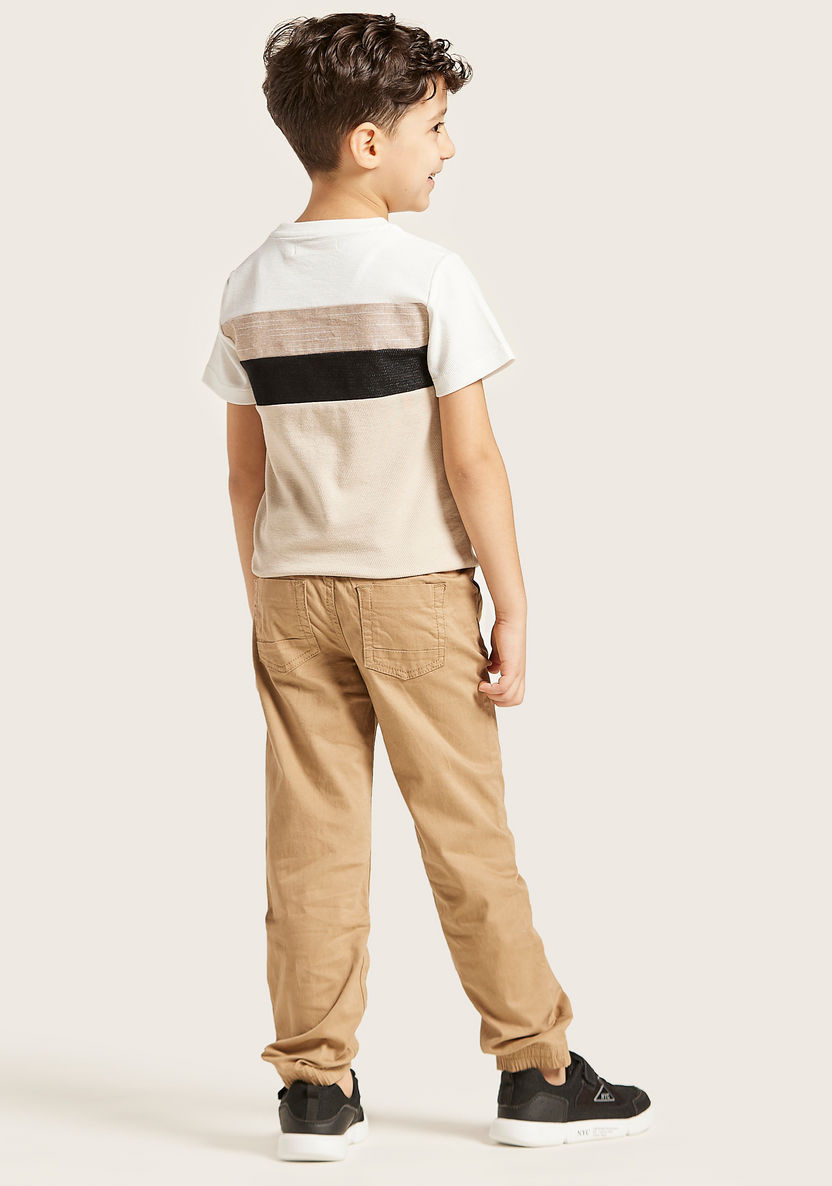 Juniors Solid Pants with Pockets and Elasticated Drawstring Waist-Pants-image-3