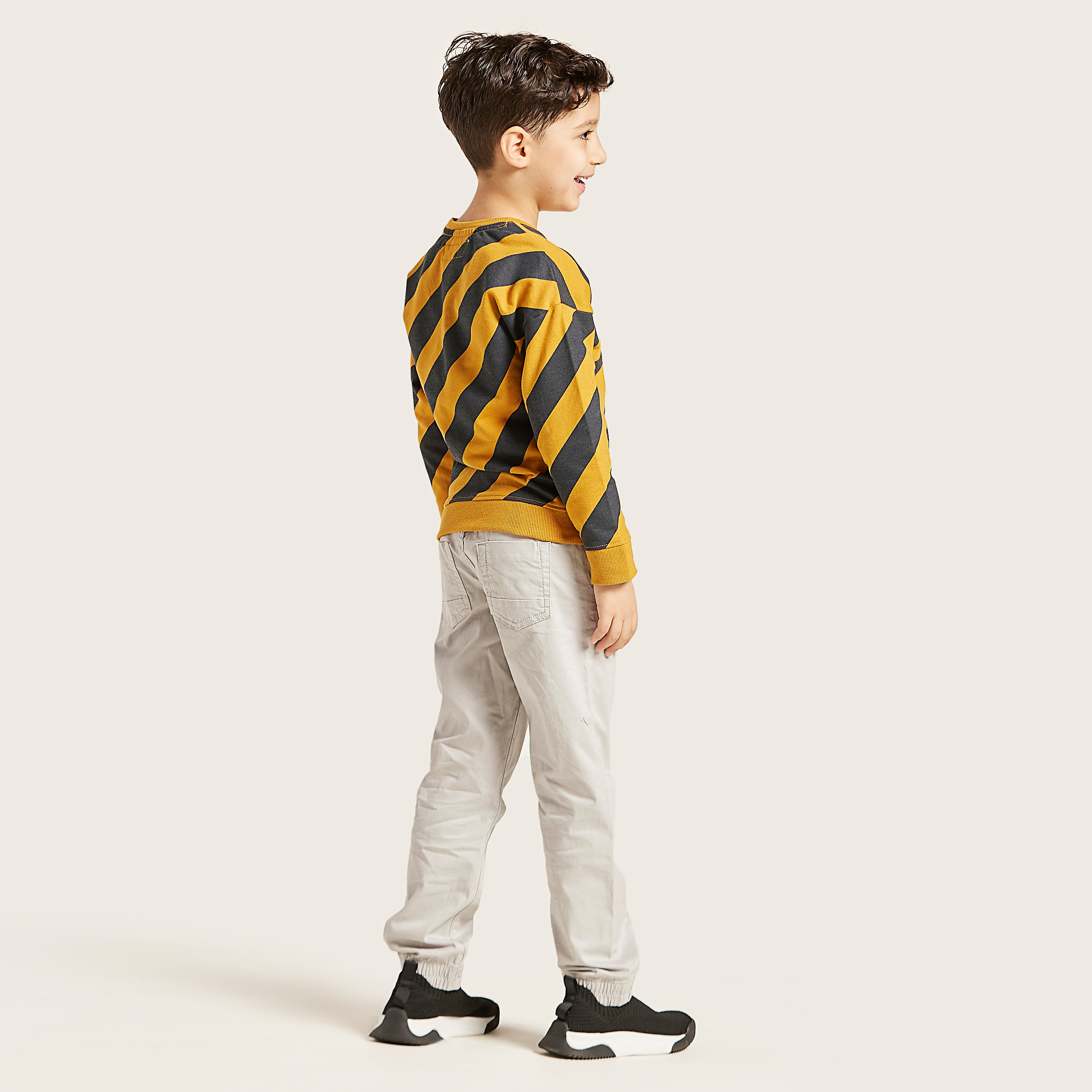 Juniors Solid Pants with Pockets and Elasticated Drawstring Waist-boys-clothing-bottoms-trousers-image-4