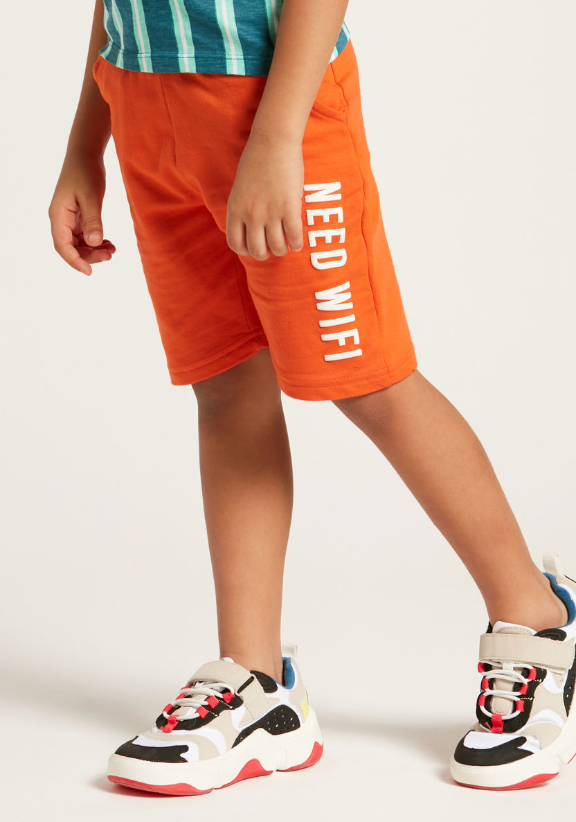Juniors Slogan Print Shorts with Elasticated Drawstring Waist-Shorts-image-1