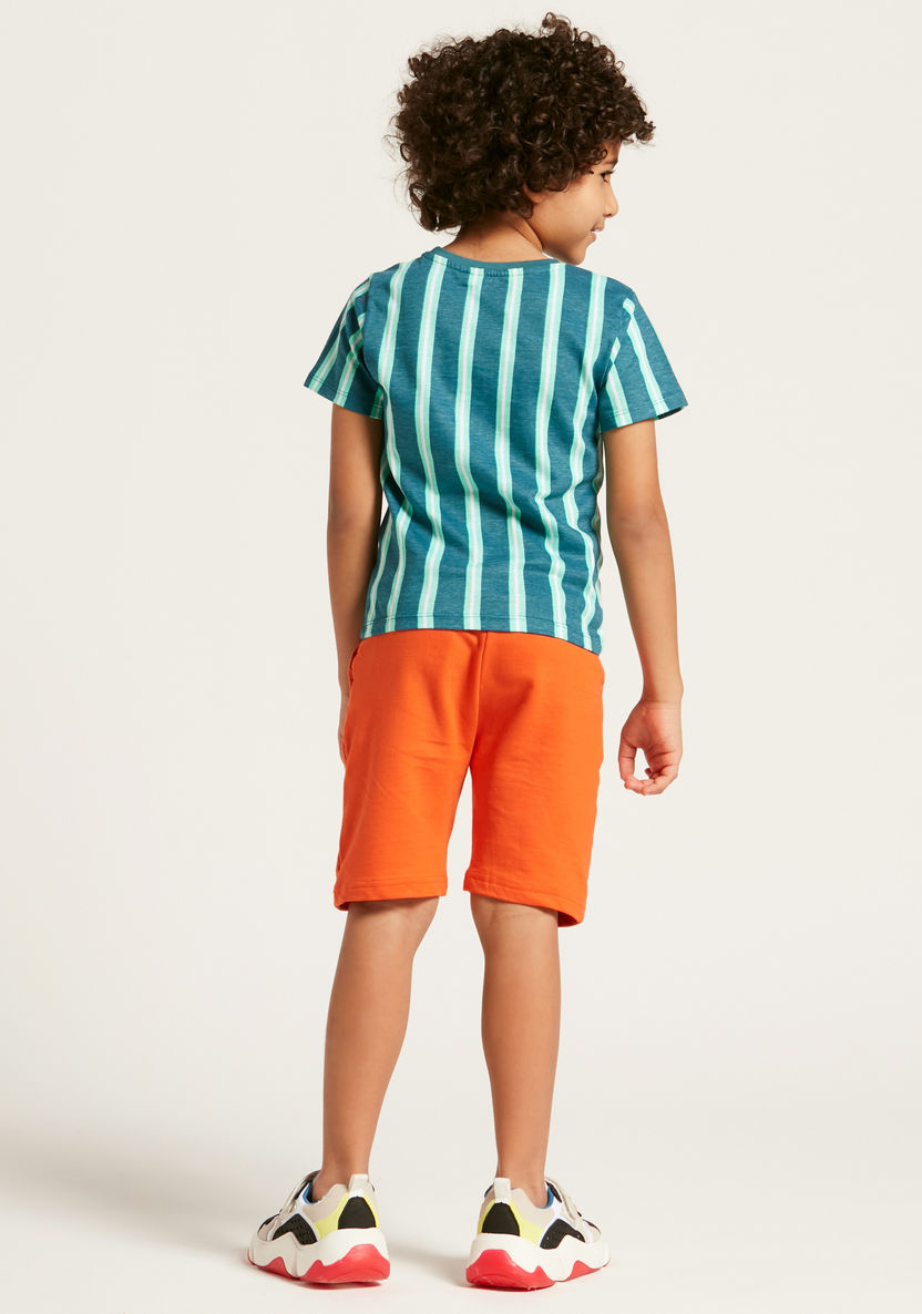Juniors Slogan Print Shorts with Elasticated Drawstring Waist-Shorts-image-3