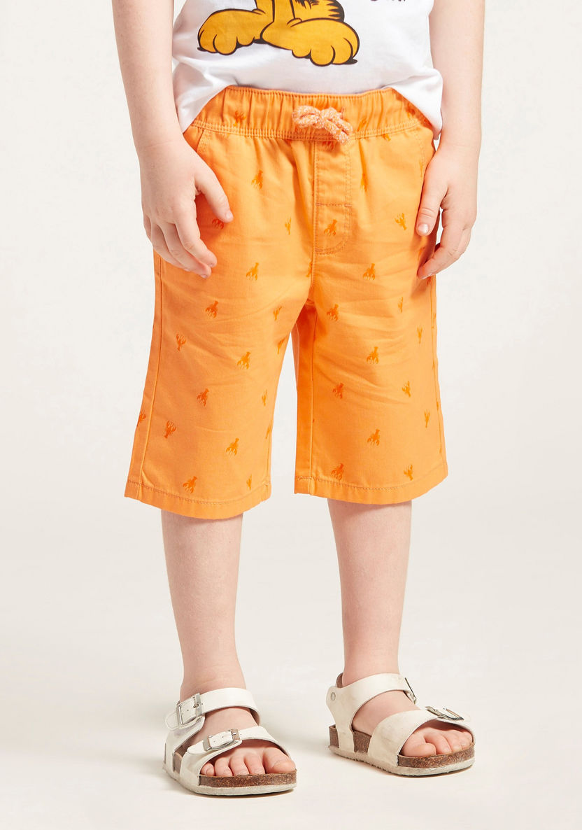 Juniors All-Over Print Shorts with Pockets and Drawstring Closure-Shorts-image-0