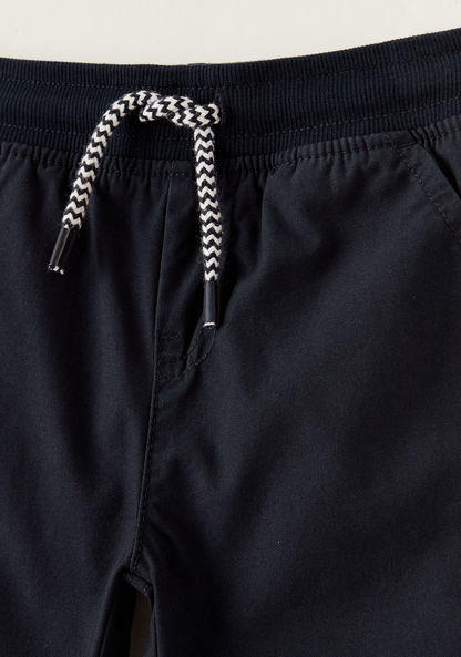 Juniors Solid Woven Shorts with Pockets and Drawstring Waistband-Shorts-image-1