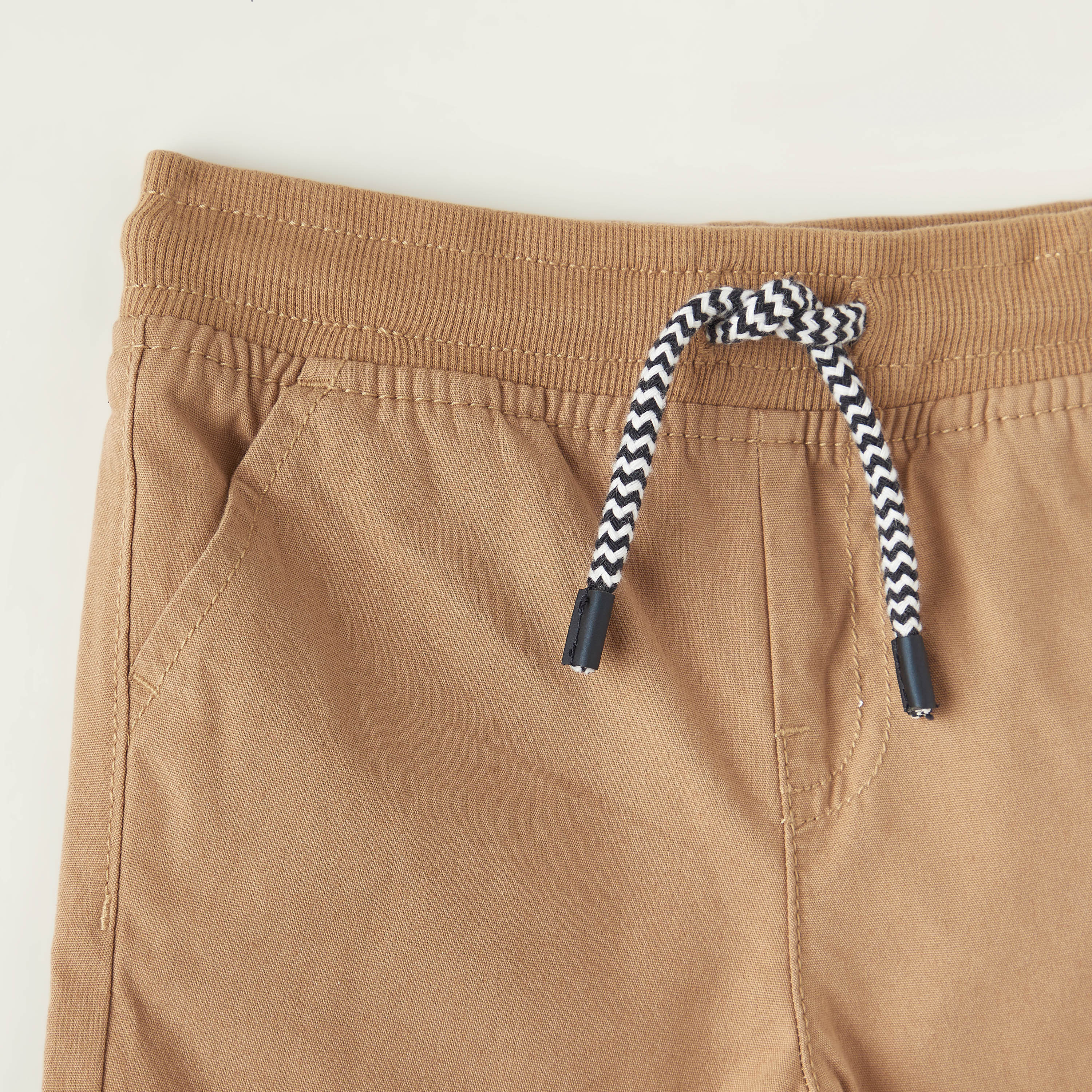 Juniors Solid Woven Shorts with Pockets and Drawstring Waistband-baby-boys-clothing-bottoms-shorts-image-2