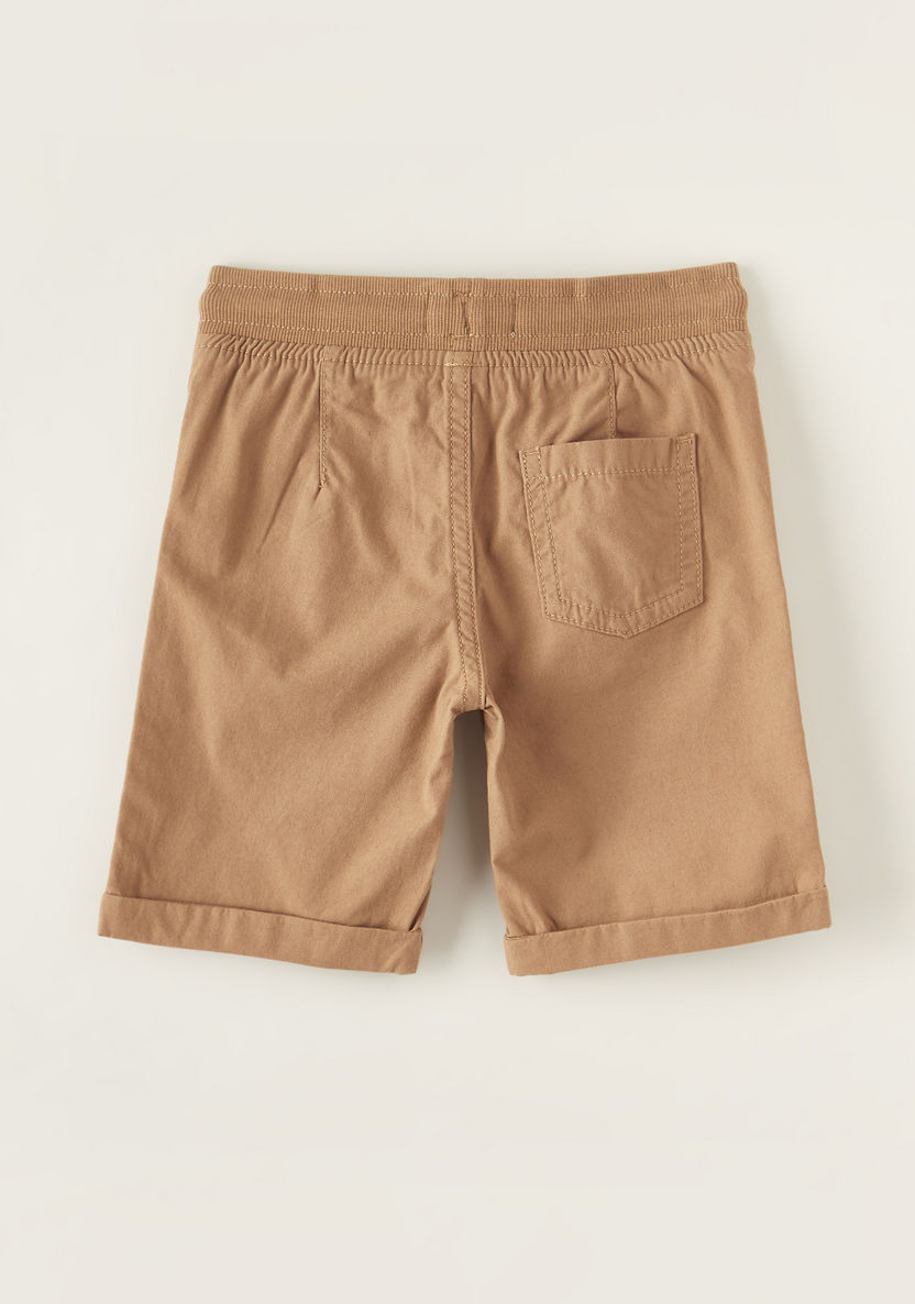 Juniors Solid Woven Shorts with Pockets and Drawstring Waistband-Shorts-image-2