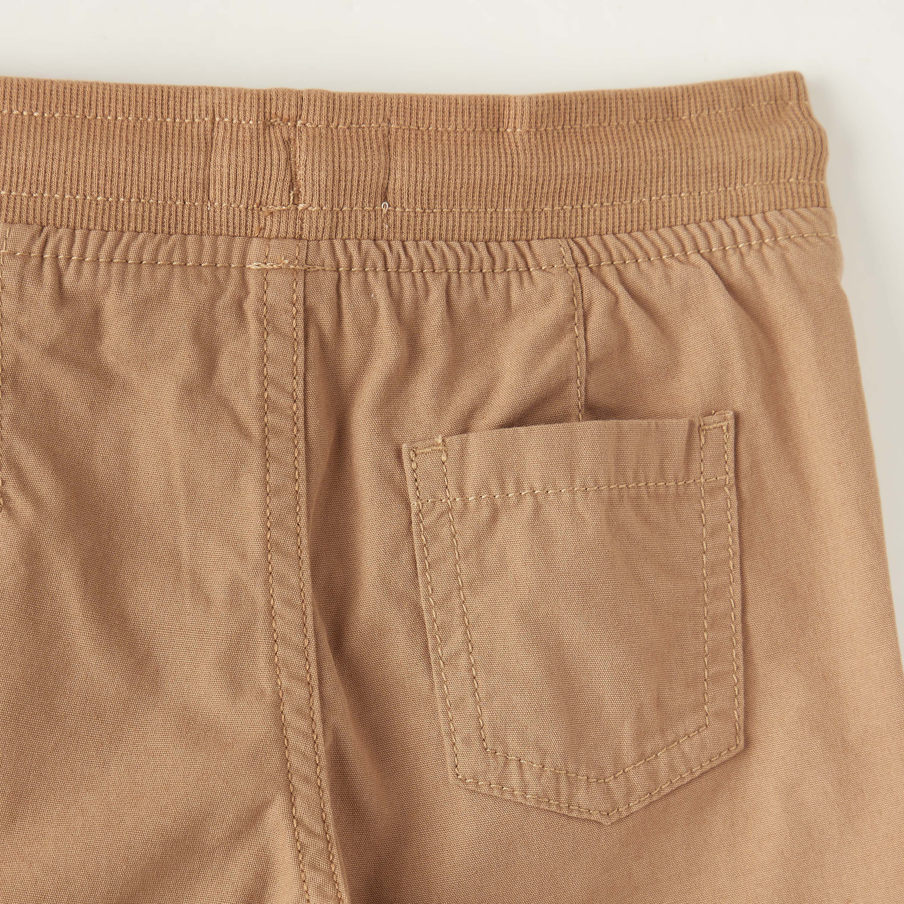 Juniors Solid Woven Shorts with Pockets and Drawstring Waistband-baby-boys-clothing-bottoms-shorts-image-4