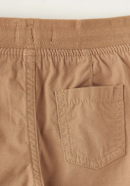 Juniors Solid Woven Shorts with Pockets and Drawstring Waistband-Shorts-image-3