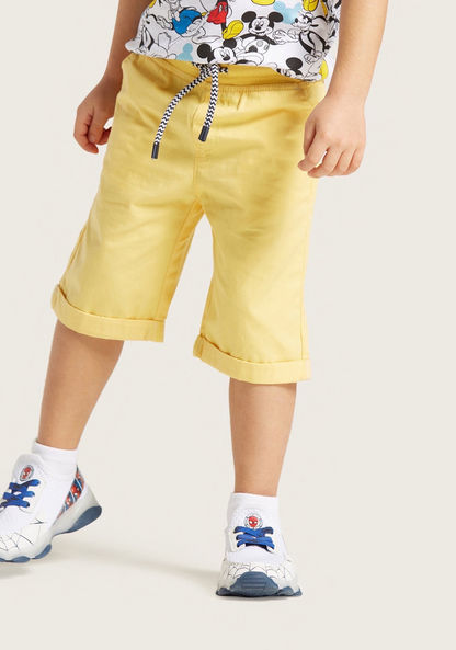 Juniors Solid Woven Shorts with Pockets and Drawstring Waistband