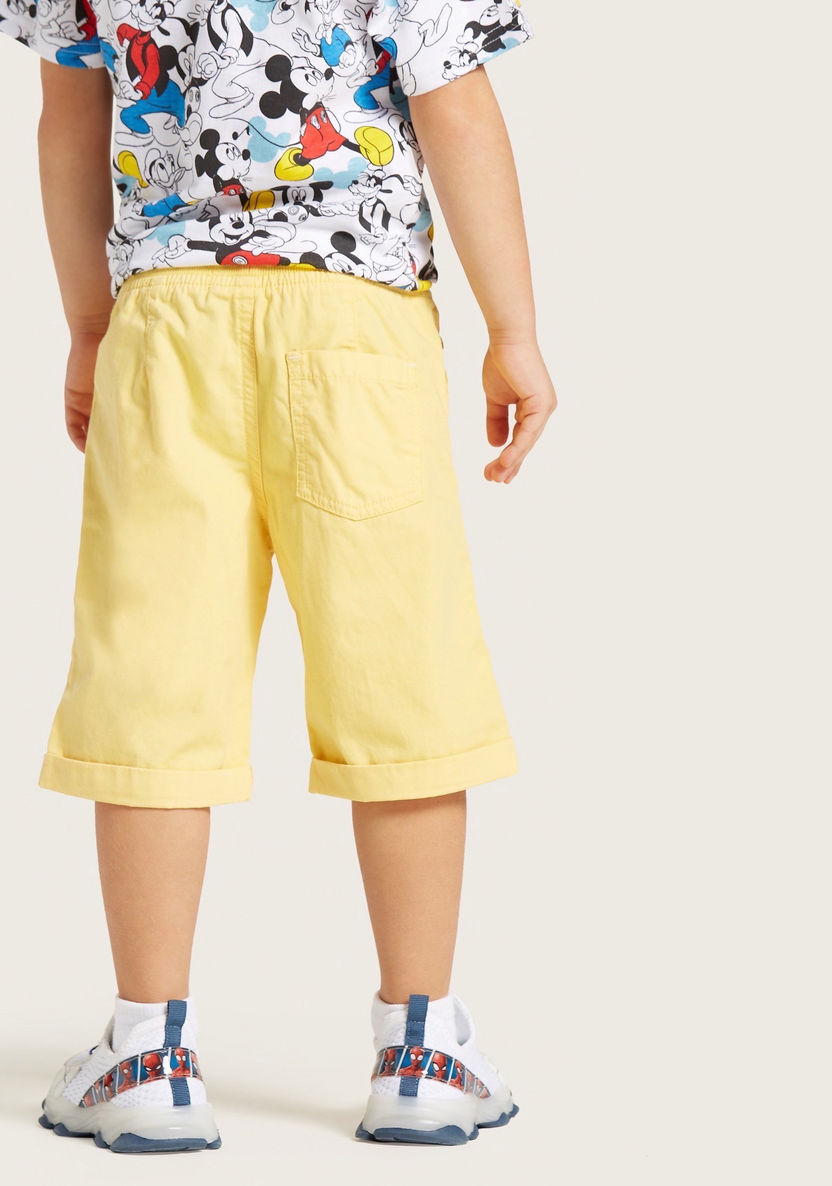 Juniors Solid Woven Shorts with Pockets and Drawstring Waistband-Shorts-image-4
