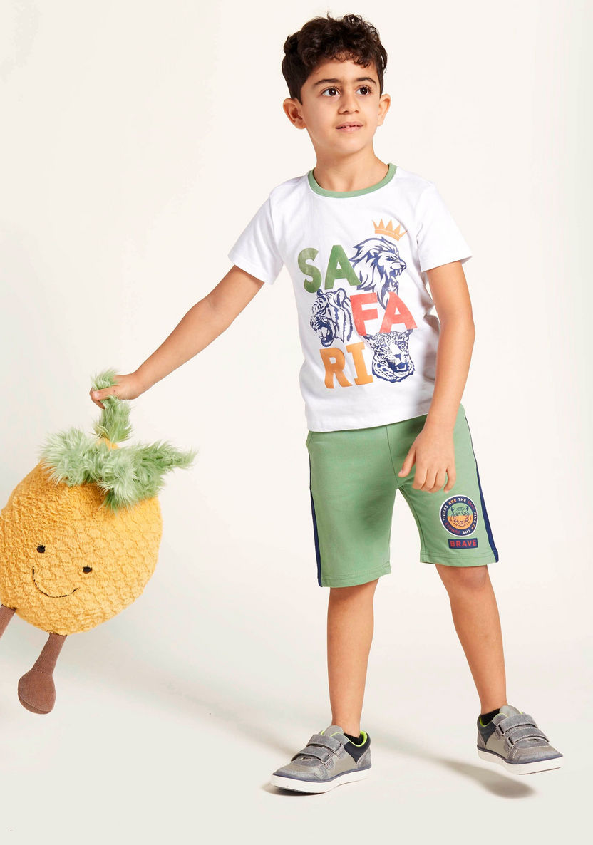 Juniors 3-Piece Graphic Print Round Neck T-shirt and Shorts Set-Clothes Sets-image-0