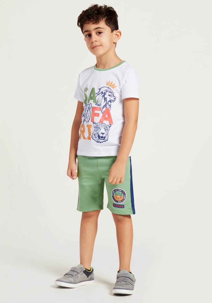 Juniors 3-Piece Graphic Print Round Neck T-shirt and Shorts Set-Clothes Sets-image-1
