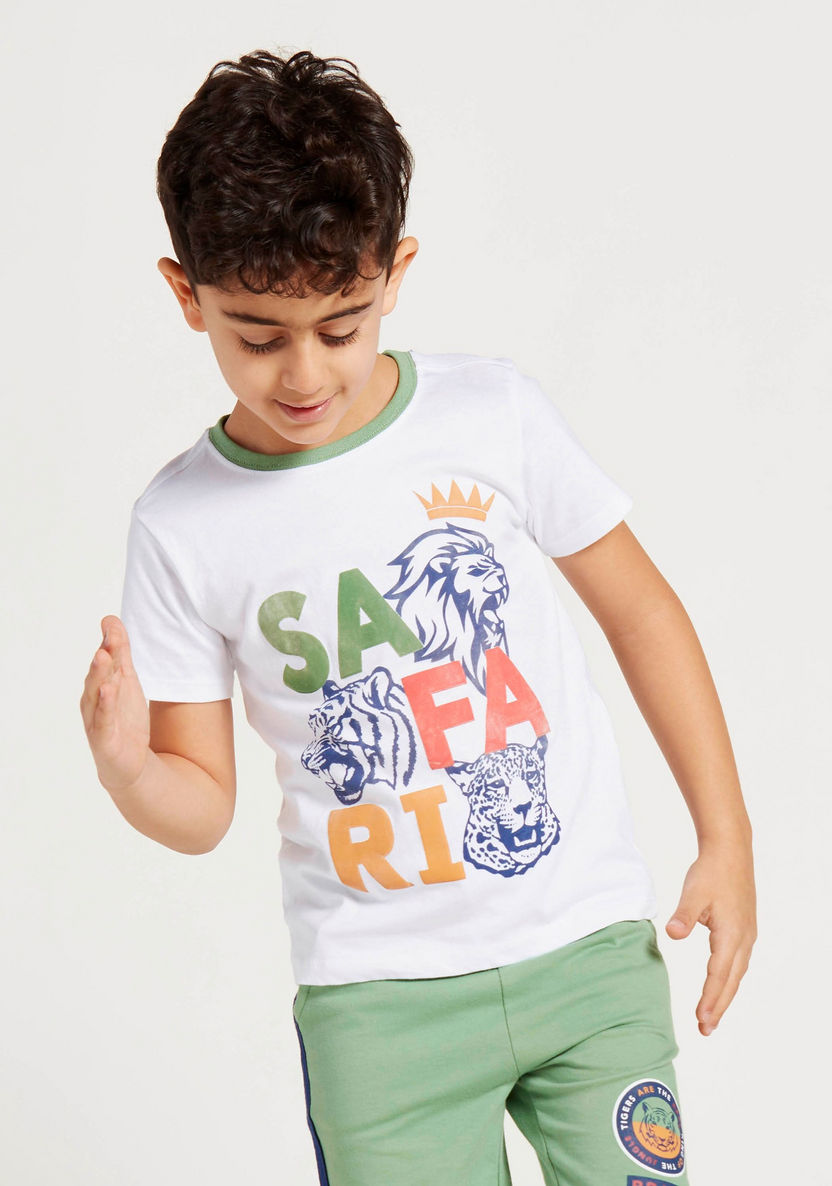Juniors 3-Piece Graphic Print Round Neck T-shirt and Shorts Set-Clothes Sets-image-2