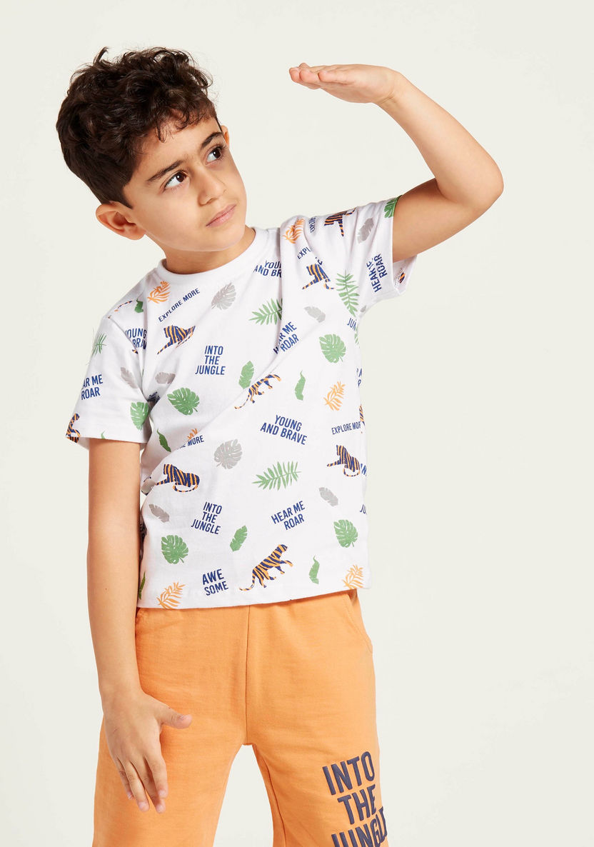 Juniors 3-Piece Graphic Print Round Neck T-shirt and Shorts Set-Clothes Sets-image-5