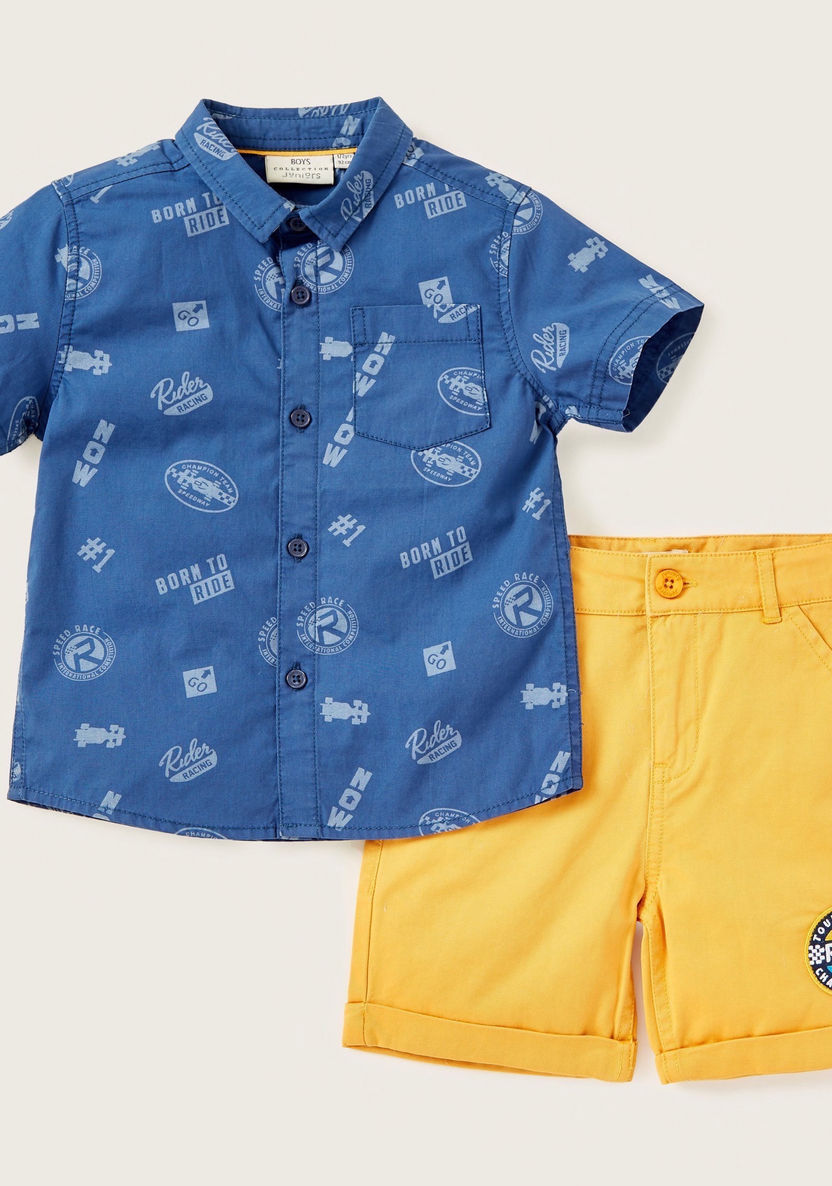 Juniors Printed Shirt and Shorts Set-Clothes Sets-image-0