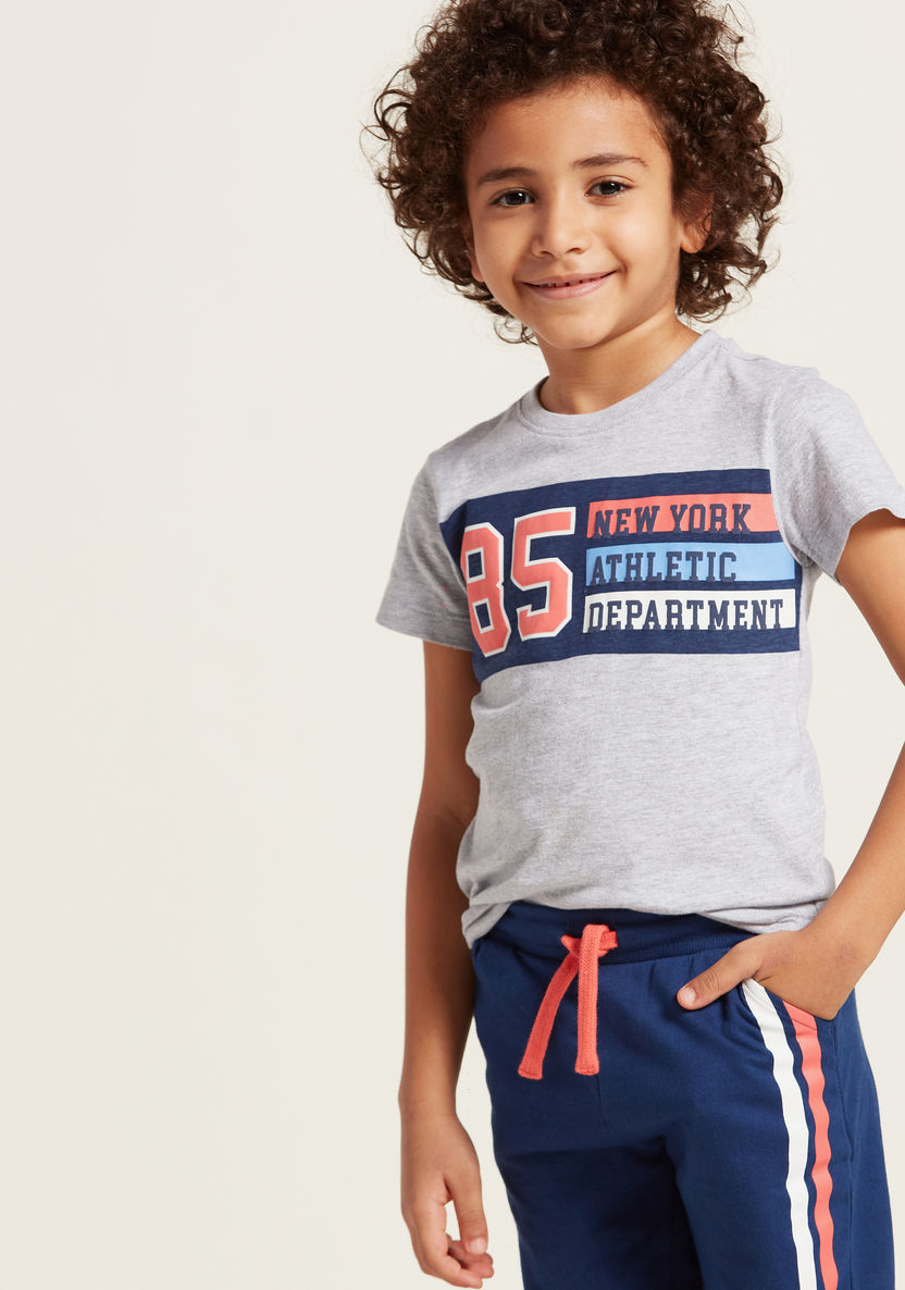 Juniors Printed Short Sleeves T-shirt and Jogger Set-Clothes Sets-image-1