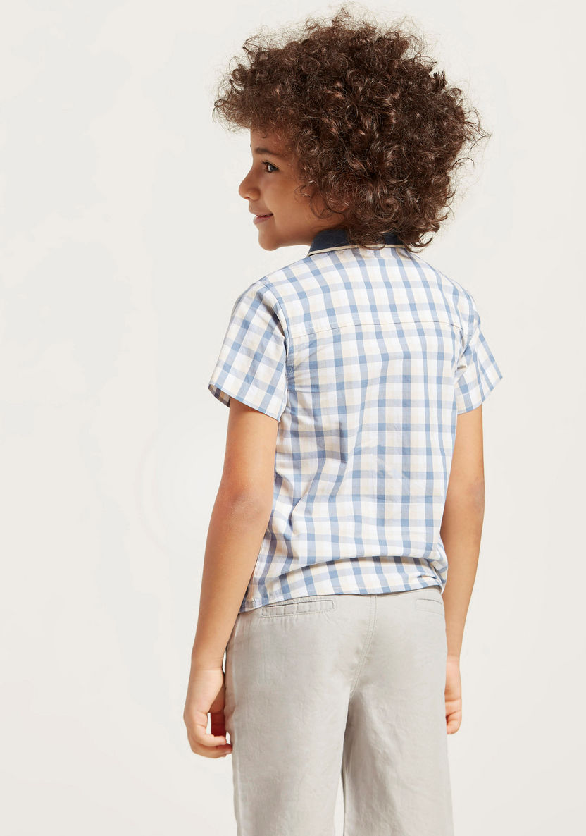 Juniors Checked Shirt with Short Sleeves and Pocket-Shirts-image-3