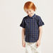 Juniors Chequered Shirt with Short Sleeves and Spread Collar-Shirts-thumbnail-0