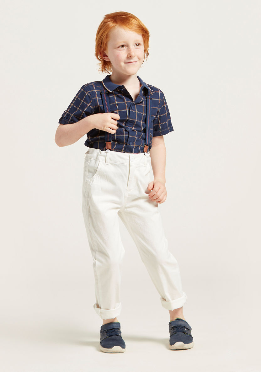 Juniors Chequered Shirt with Short Sleeves and Spread Collar-Shirts-image-1