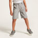 Juniors Textured Shorts with Pockets and Upturned Hems-Shorts-thumbnail-1