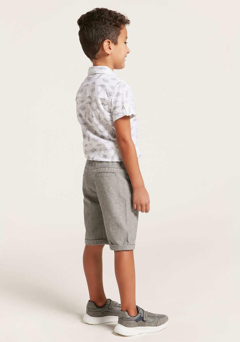 Juniors Textured Shorts with Pockets and Upturned Hems-Shorts-image-3