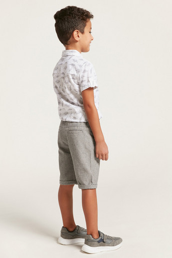 Juniors Textured Shorts with Pockets and Upturned Hems