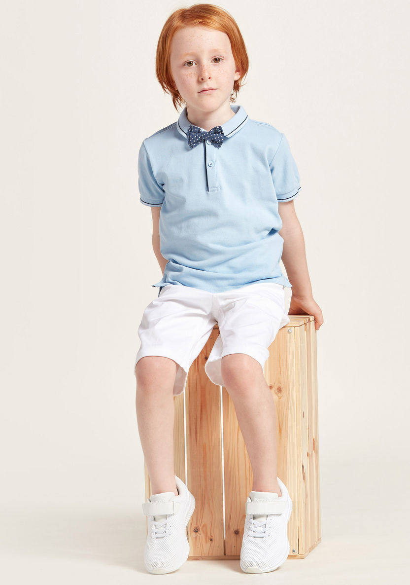 Juniors Solid Polo T-shirt and Shorts Set-Clothes Sets-image-0
