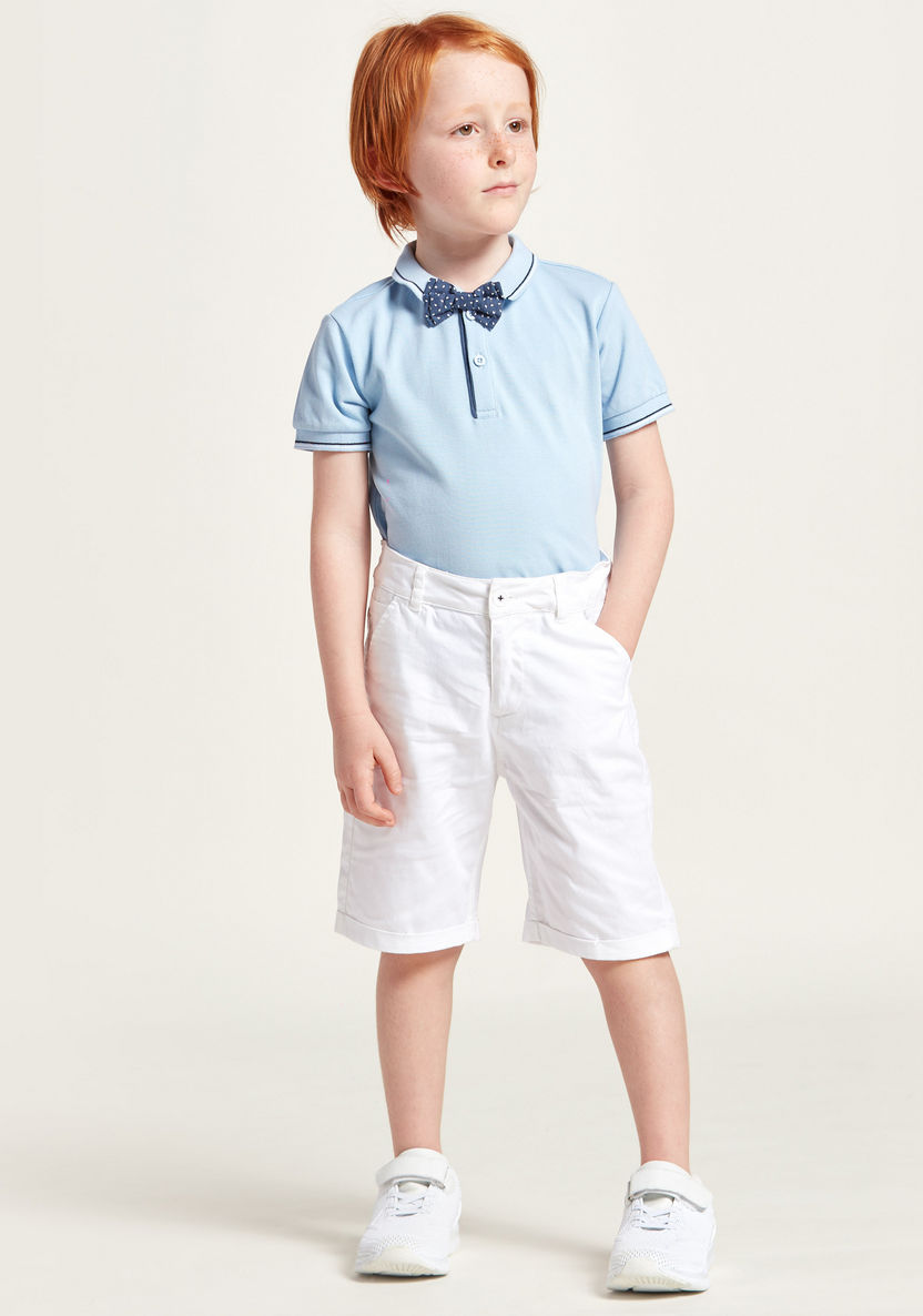 Juniors Solid Polo T-shirt and Shorts Set-Clothes Sets-image-2