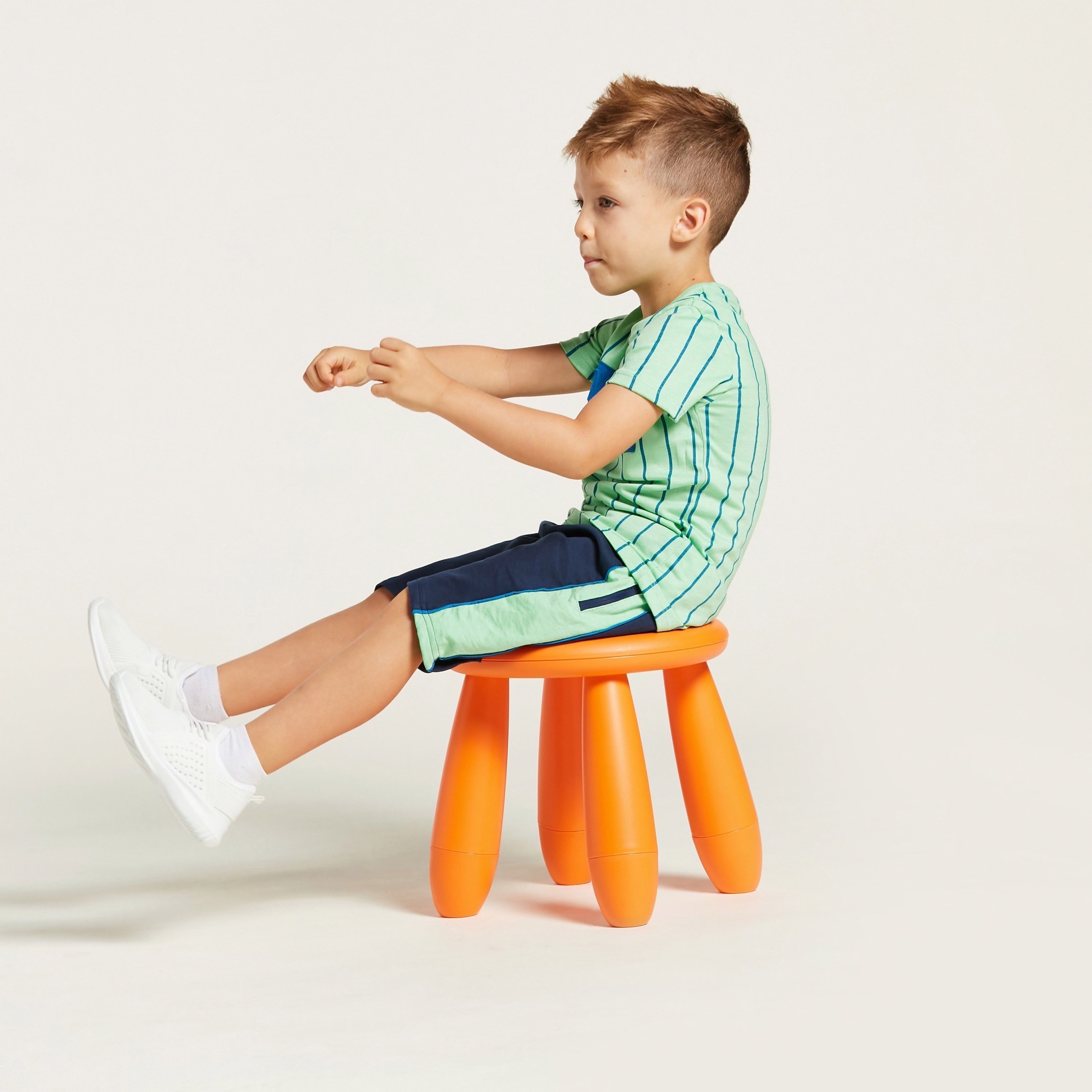 Juniors Striped Round Neck T-shirt and Shorts Set-boys-clothing-setsandcoords-image-1