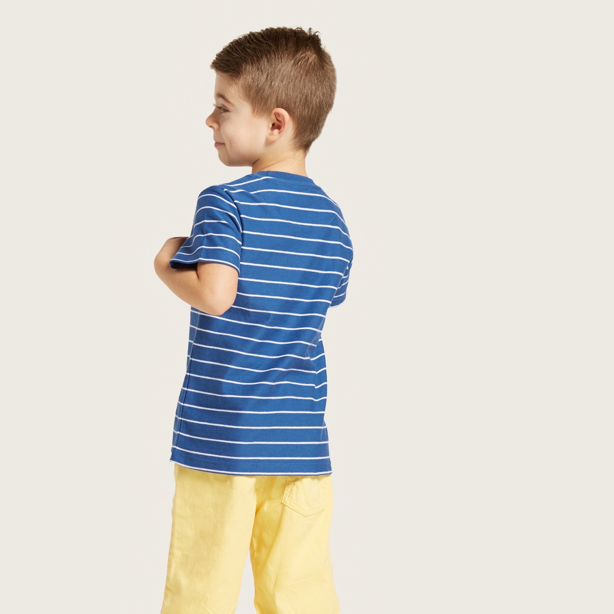Eligo Striped Round Neck T-shirt with Short Sleeves-boys-clothing-tshirtsandpolos-image-4
