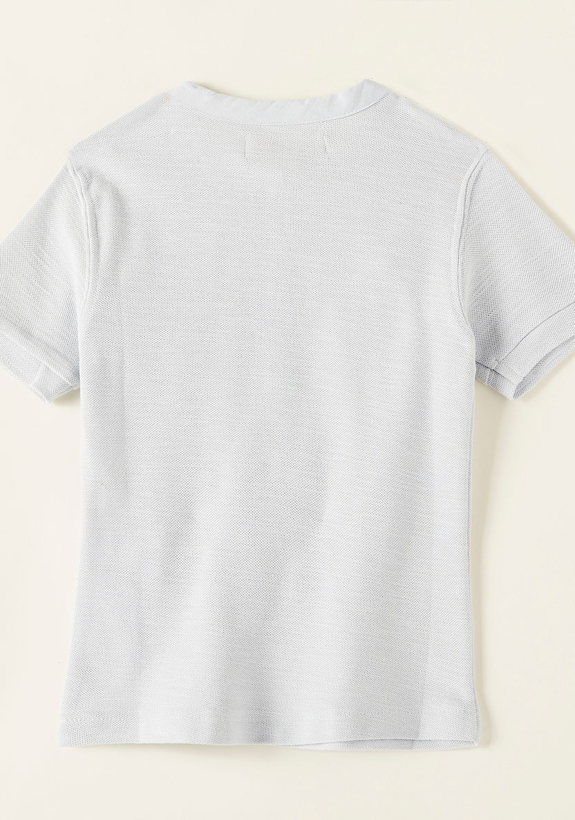 Solid Henley Neck T-shirt with Short Sleeves-T Shirts-image-2